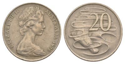Австралия 20 центов 1975 Елизавета II (1952-2022), утконос KM 66 медно-никель 4383-217