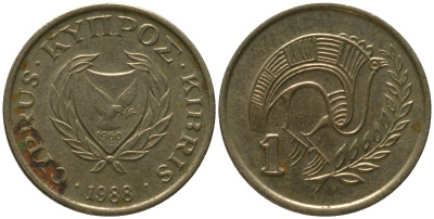 Кипр 1 цент 1988 KM 53.2 никель латунь 4154-815