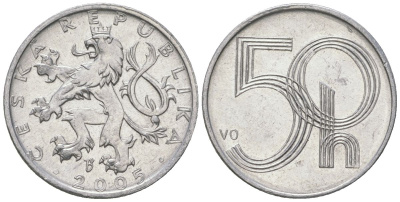 Чехия 50 геллеров 2005 b’ KM 3 алюминий aUNC 4528-537