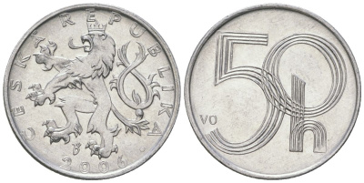 Чехия 50 геллеров 2006 b’ KM 3 алюминий aUNC 4528-546