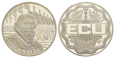 Нидерланды 25 экю 1993 Ян Адриаансун Лихуотер X 67 серебро PROOF 1083-4-14