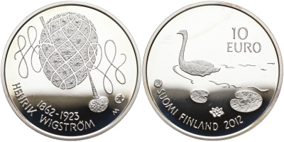 Финляндия 10 евро 2012 Хенрик Иммануэль Вигстрём, ювелир KM 179 серебро  PROOF 00-000-00
