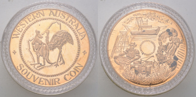Австралия медаль "Западная Австралия" 1987 в оригинальной красочной капсуле бронза BU 1090-5-11