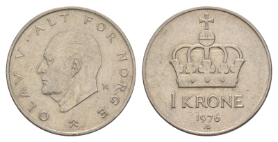 Норвегия 1 крона 1976 Улаф V (1957-1991) KM 419 медно-никель aUNC 4635-712