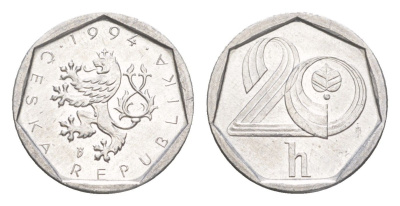 Чехия 20 геллеров 1994 KM 2.1 алюминий UNC 4613-344