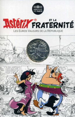 Франция 10 евро 2015 серия Астерикс и свобода, Обеликс и цыганка, в оригинальном буклете KM NEW серебро UNC 1-4-3-12
