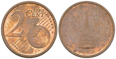 Италия 2 евроцента 2015 R KM 211 сталь плакированная медью 4580-329