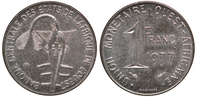 Западно-Африканские штаты 1 франк 1977 KM 8 сталь UNC M51-14