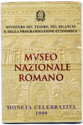 Италия 2000 лир 1999 античность, национальный музей KM 202 серебро UNC 1-4-4-09
