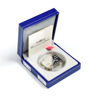 Франция 1/4 евро 2008 художник Эдуард Мане, цветная эмаль, в оригинальной коробке, с сертификатом KM 1570 серебро BUNC 4-3-5-08