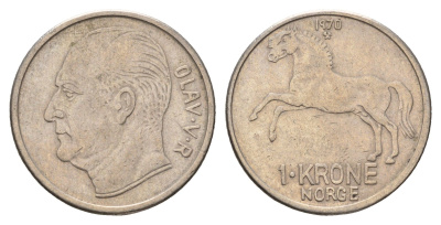 Норвегия 1 крона 1970 Улаф V (1957-1991) KM 409 медно-никель 4673-1234