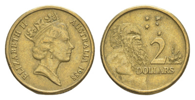 Австралия 2 доллара 1988 абориген, Елизавета II (1952-2022) KM 101 алюминиевая бронза 4652-236