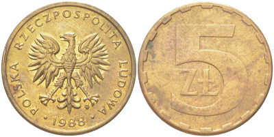 Польша 5 злотых 1988 Y 81.2 латунь 4122-711