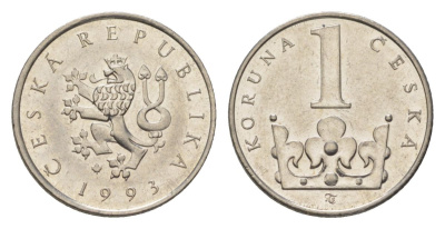 Чехия 1 крона 1993 KM 7 сталь плакированная никелем 4623-763