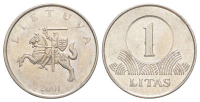 Литва 1 лит 2001 KM 111 медно-никель 4629-711