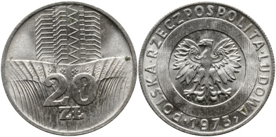 Польша 20 злотых 1973 монетный двор Кремница KM 67, Parchimowicz 245a медно-никель UNC 441-815