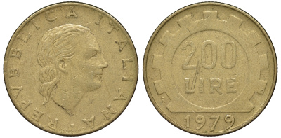 Италия 200 лир 1979 R KM 4543-832