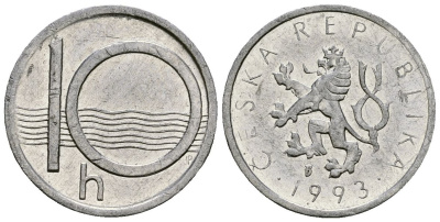 Чехия 10 геллеров 1993 KM 6 алюминий 4173-946