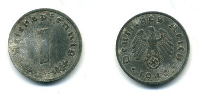 ГЕРМАНИЯ 1 РЕЙХСПФЕННИГ 1940 A J.369 цинк 54-263