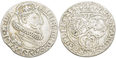 ПОЛЬША (ЛИТВА) 6 ГРОШЕЙ 1623 СИГИЗМУНД III (1587-1632) KM 42, Gum.1163 серебро 3896-1445