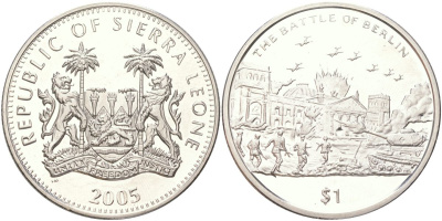Сьерра-Леоне 1 доллар 2005 60 лет окончанию Второй мировой войны - Битва за Берлин KM 319 медно-никель BU 73-714