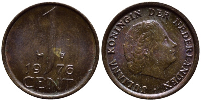 НИДЕРЛАНДЫ 1 ЦЕНТ 1976 ЮЛИАНА KM 180 бронза 4392-1367
