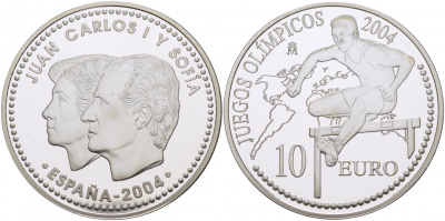 Испания 10 евро 2004 XXVIII Летние Олимпийские игры 2004 года, бег с барьерами KM 1101 серебро PROOF 1077-5-44