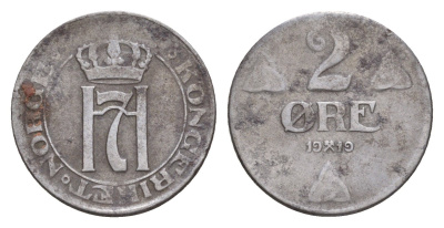 Норвегия 2 эре 1919 Хокон VII (1905-1957) KM 371a железо 1519-243