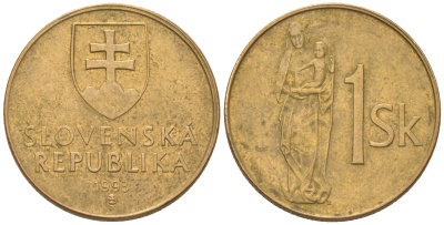 Словакия 1 крона 1993 MK KM 12 сталь плакировнная бронзой 4164-857