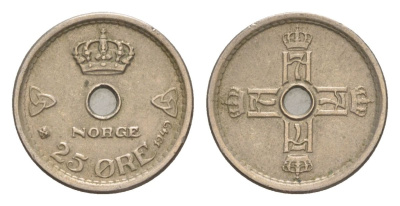 Норвегия 25 эре 1949 Хокон VII (1905-1957) KM 384 медно-никель 4632-1224