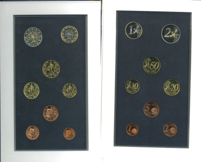 Франция евронабор из 8 монет 2002 в оригинальной упаковке монетного двора PROOF 5-4-6-17