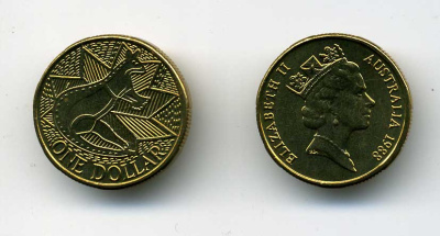 Австралия 1 доллар 1988 кенгуру, искусство аборигенов KM 100 алюминиевая бронза UNC 76-643