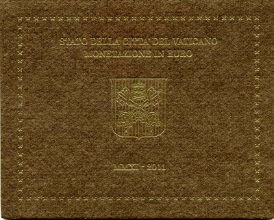 Ватикан евронабор из 8 монет 2010 Бенедикт XVI, в оригинальном буклете KM MS117 биметалл BUNC 7-1-1-18