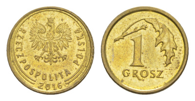 Польша 1 грош 2016 Y 923 сталь плакированная латунью UNC 4625-135