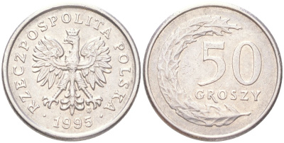 Польша 50 грошей 1995 Y 281 медно-никель UNC 4614-311