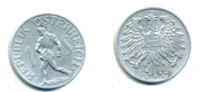 АВСТРИЯ 1 ШИЛЛИНГ 1947 KM 2871 алюминий 04-427