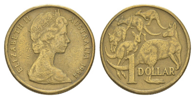 Австралия 1 доллар 1984 Елизавета II (1952-2022), кенгуру KM 77 алюминиевая бронза 4652-213