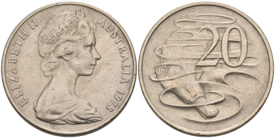 Австралия 20 центов 1978 Елизавета II (1952-2022), утконос KM 66 медно-никель 4565-824