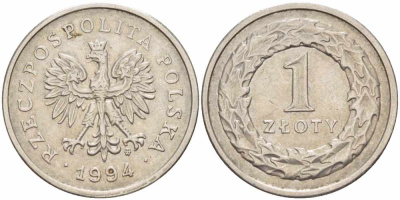 Польша 1 злотый 1994 MW KM 282 медно-никель 60-713