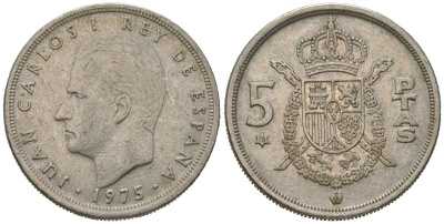 Испания 5 песет 1975 (78), Хуан Карлос I (1975-2014) KM 807 медно-никель 4621-443