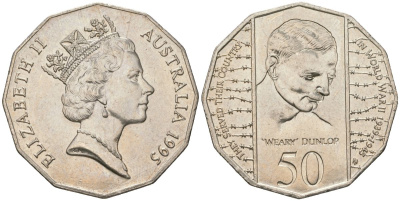 Австралия 50 центов 1995 50 лет со дня окончания Второй Мировой войны KM 294 медно-никель aUNC 4157-915