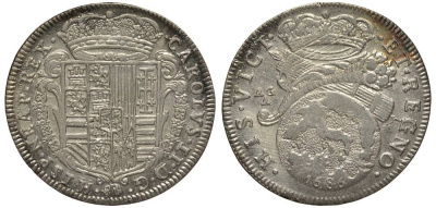 Неаполь и Сицилия тари (2 карлини) 1686 Карл II Испанский серебро 00-822-19