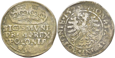 Польша 1 грош 1529 Сигизмунд I Старый (1506-1548), вес 1,98 гр., Краков серебро 1517-135