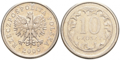 Польша 10 грошей 2000 MW KM 279, Parchimowicz 704g медно-никель 4516-226
