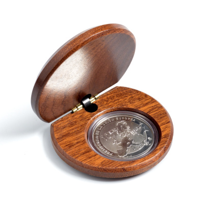 Испания 10 евро 2002 Председательство Испании в Евросоюзе, карта, в оригинальной коробке KM 1048 серебро UNC 6-5-1-21