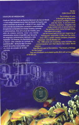 Португалия набор из 8 монет 1998 ЭКСПО 98, в оригинальном картонном буклете KM MS27 (KM 631-634, 636, 645.1, 655, 706) BUNC 5-4-3-16