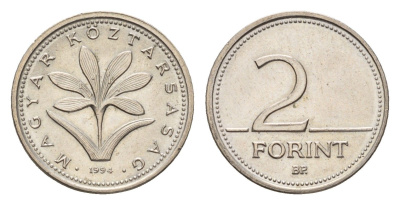 Венгрия 2 форинта 1994 KM 693 медно-никель UNC 4674-656