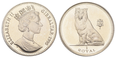 Гибралтар 1 роял 1995 Лучшие друзья человека (собаки) - Колли KM 318 медно-никель BU 1524-1923