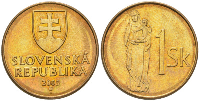 Словакия 1 крона 2005 MK KM 12 сталь плакировнная бронзой aUNC 4164-913