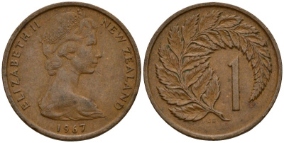 Новая Зеландия 1 цент 1967 KM 31 бронза 4154-827